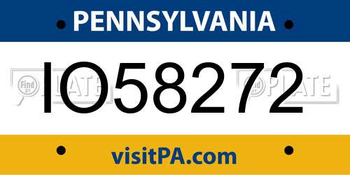 IO58272 Pennsylvania License Plate