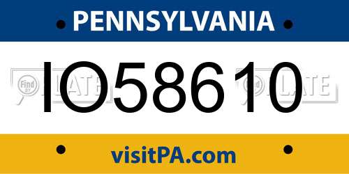 IO58610 Pennsylvania License Plate