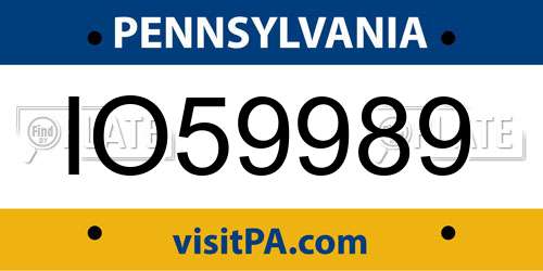 IO59989 Pennsylvania License Plate