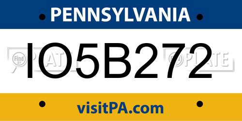 IO5B272 Pennsylvania License Plate