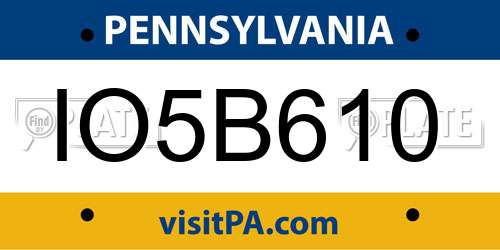 IO5B610 Pennsylvania License Plate