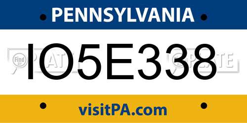 IO5E338 Pennsylvania License Plate