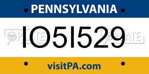 IO5I529 Pennsylvania License Plate