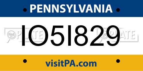 IO5I829 Pennsylvania License Plate