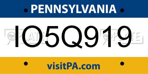 IO5Q919 Pennsylvania License Plate