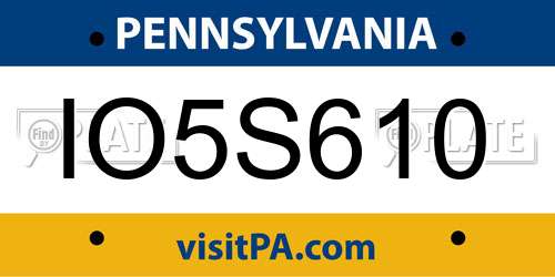 IO5S610 Pennsylvania License Plate