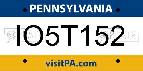 IO5T152 Pennsylvania License Plate