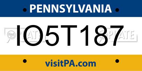 IO5T187 Pennsylvania License Plate