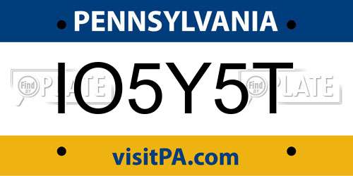 IO5Y5T Pennsylvania License Plate