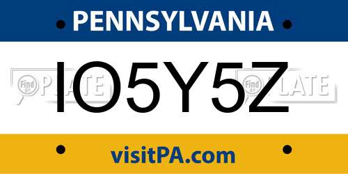 IO5Y5Z Pennsylvania License Plate