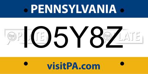 IO5Y8Z Pennsylvania License Plate