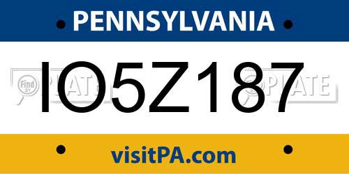 IO5Z187 Pennsylvania License Plate