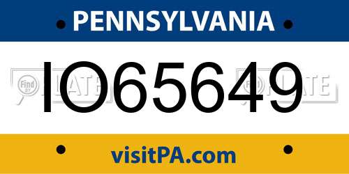 IO65649 Pennsylvania License Plate