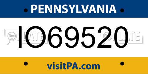 IO69520 Pennsylvania License Plate