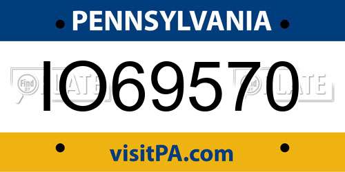 IO69570 Pennsylvania License Plate