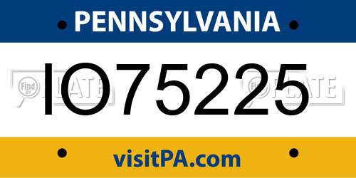 IO75225 Pennsylvania License Plate
