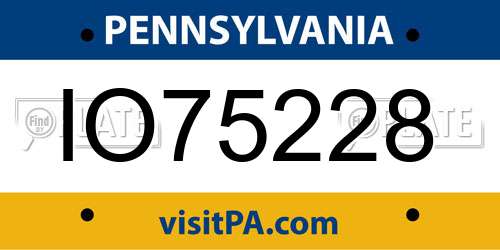 IO75228 Pennsylvania License Plate