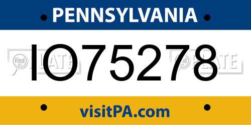 IO75278 Pennsylvania License Plate