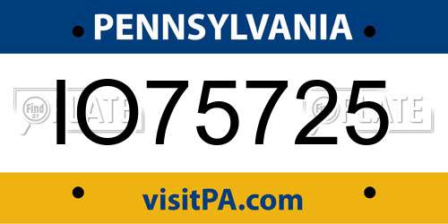 IO75725 Pennsylvania License Plate