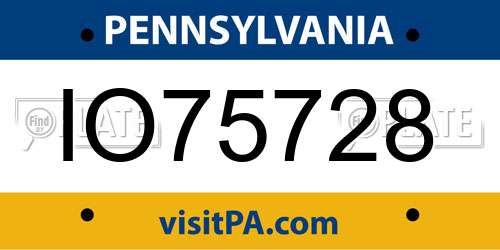 IO75728 Pennsylvania License Plate