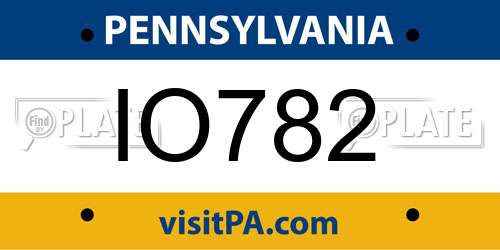 IO782 Pennsylvania License Plate