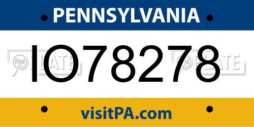 IO78278 Pennsylvania License Plate