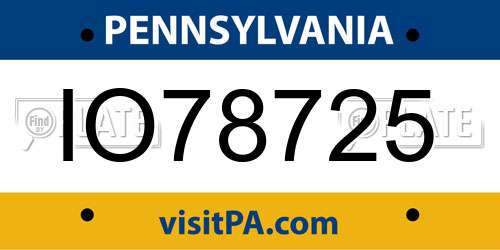 IO78725 Pennsylvania License Plate