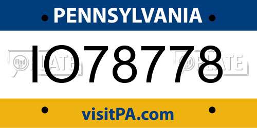 IO78778 Pennsylvania License Plate