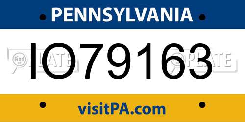 IO79163 Pennsylvania License Plate
