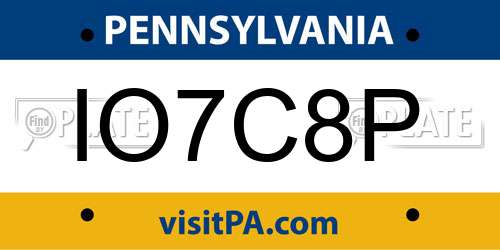 IO7C8P Pennsylvania License Plate