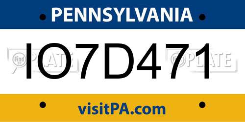 IO7D471 Pennsylvania License Plate