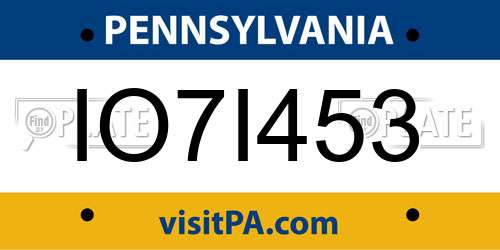 IO7I453 Pennsylvania License Plate