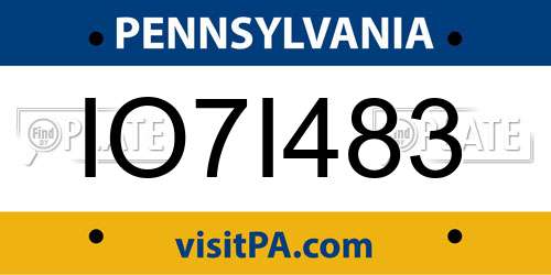 IO7I483 Pennsylvania License Plate