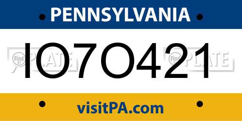 IO7O421 Pennsylvania License Plate