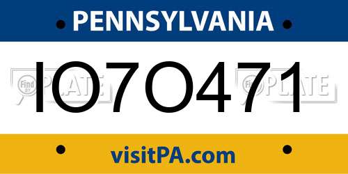 IO7O471 Pennsylvania License Plate