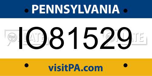 IO81529 Pennsylvania License Plate