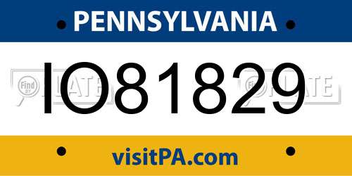 IO81829 Pennsylvania License Plate
