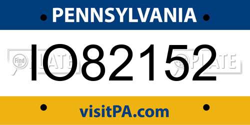 IO82152 Pennsylvania License Plate