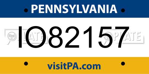IO82157 Pennsylvania License Plate