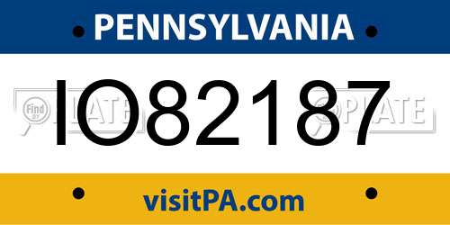 IO82187 Pennsylvania License Plate