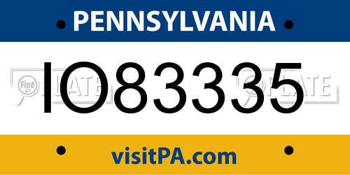 IO83335 Pennsylvania License Plate