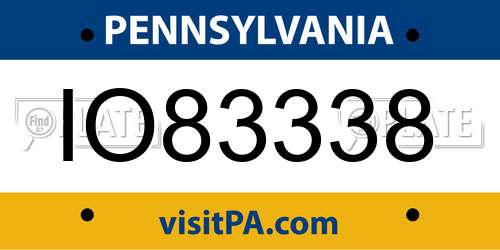 IO83338 Pennsylvania License Plate