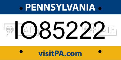 IO85222 Pennsylvania License Plate