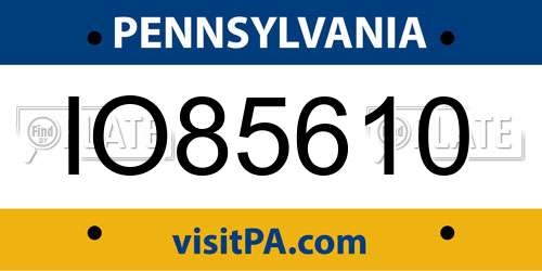 IO85610 Pennsylvania License Plate