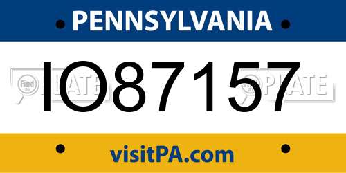 IO87157 Pennsylvania License Plate