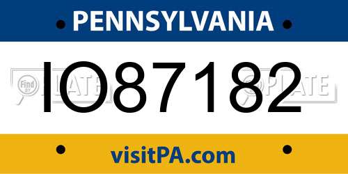 IO87182 Pennsylvania License Plate