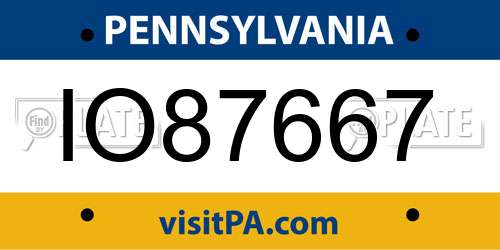 IO87667 Pennsylvania License Plate