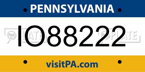 IO88222 Pennsylvania License Plate