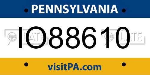 IO88610 Pennsylvania License Plate