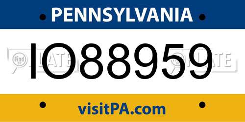 IO88959 Pennsylvania License Plate
